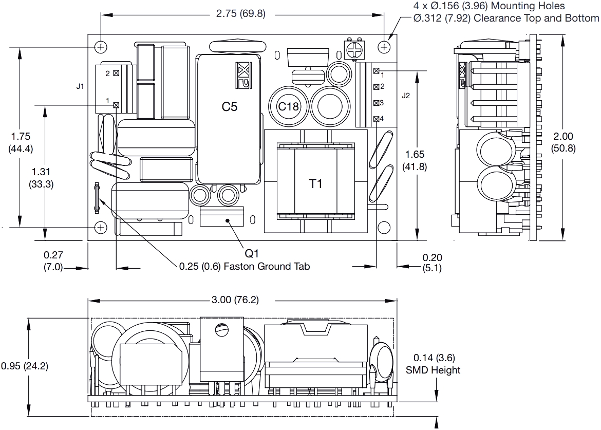 ספק כוח תעשייתי לשאסי XP POWER ECS25US12